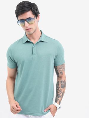 HIGHLANDER Solid Men Polo Neck Green T-Shirt