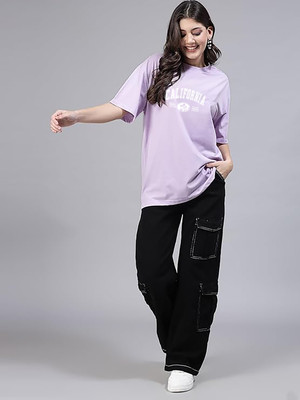 My Swag Typography Women Round Neck Purple T-Shirt