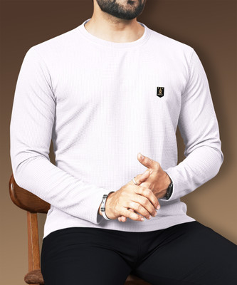 VeBNoR Solid Men Round Neck White T-Shirt