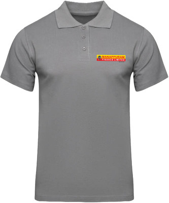 GoobyDooby Self Design, Solid, Sporty Men Polo Neck Grey T-Shirt