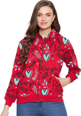 VOSIMO Graphic Print Women Hooded Neck Red T-Shirt