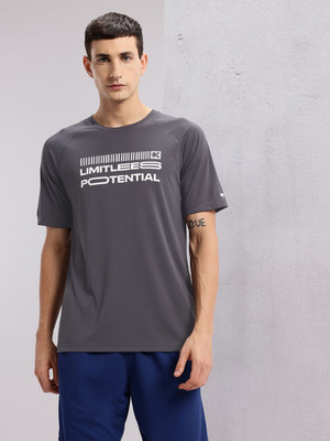 HRX by Hrithik Roshan Printed Men Round Neck Grey T-Shirt