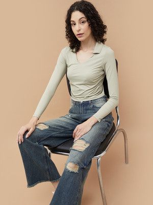 Forca by Lifestyle Solid Men Round Neck Beige T-Shirt