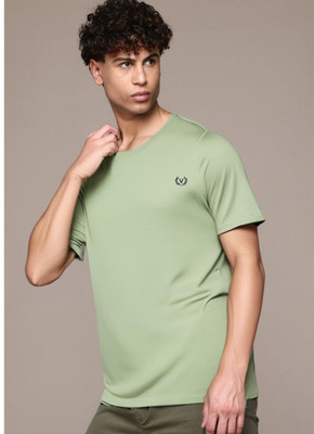 MACK JONNEY Solid Men Round Neck Light Green T-Shirt