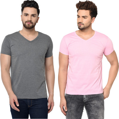Adorbs Trend Solid Men V Neck Multicolor T-Shirt