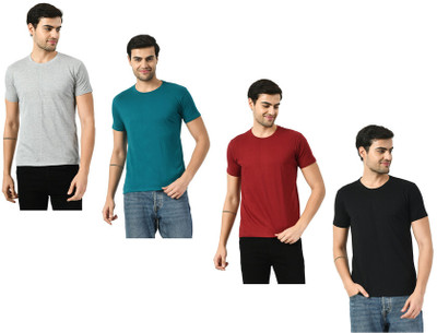 KAVYA Solid Men Round Neck Multicolor T-Shirt