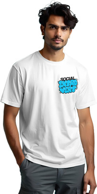 SUNBIRD Printed Men Round Neck White T-Shirt