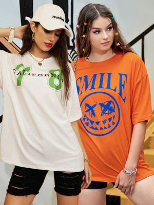 Christy World Typography Women Round Neck Multicolor T-Shirt