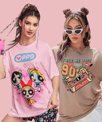 DreamBe Printed Women Round Neck Multicolor T-Shirt