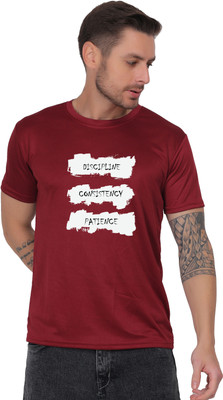 Atharva Trends Typography Men Round Neck Maroon T-Shirt