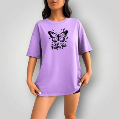 Hivewear Printed Women Round Neck Purple T-Shirt