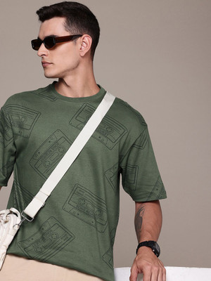FCUK Printed Men Round Neck Green T-Shirt