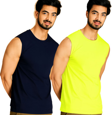 Jangoboy Solid Men Round Neck Dark Blue, Green T-Shirt