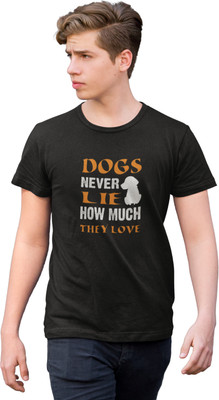 HopOffer Printed, Typography Men Round Neck Black T-Shirt