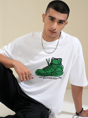 HIGHLANDER Printed Men Round Neck White T-Shirt