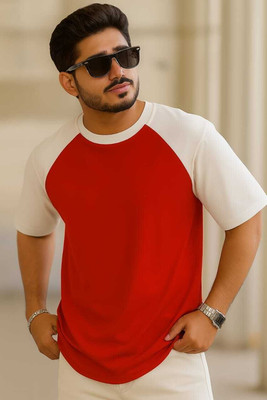 jeneric Colorblock Men Round Neck Red T-Shirt