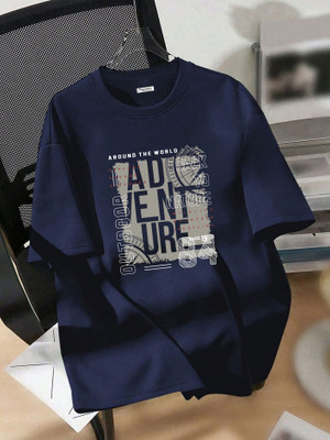 Magneto Printed Men Round Neck Navy Blue T-Shirt