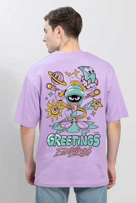 FASHNET FASHION Printed Men Round Neck Purple T-Shirt