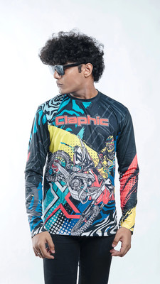 CLAPHIC Printed Men Round Neck Multicolor T-Shirt