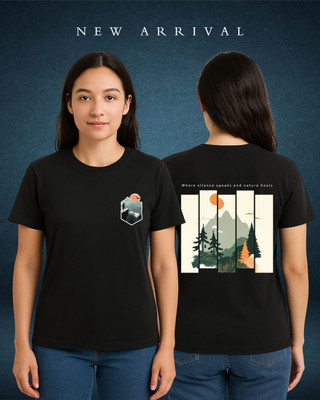 PPSENTERPRISE Printed Women Round Neck Black T-Shirt