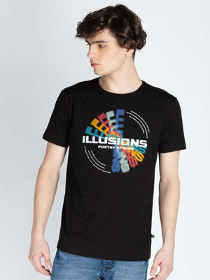 Status Quo Printed Men Round Neck Black T-Shirt