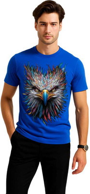 mssports Printed Men Round Neck Blue T-Shirt