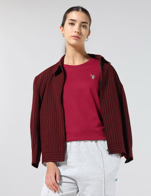 U.S. POLO ASSN. Solid Women Crew Neck Red T-Shirt