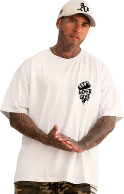 VK Fashion Printed Men Round Neck White T-Shirt