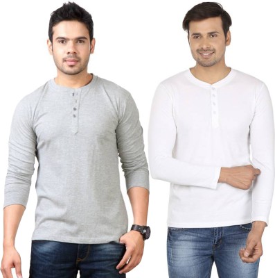 Moordale Solid Men Henley Neck Multicolor T-Shirt