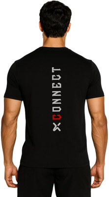 3colors Typography Men Round Neck Black T-Shirt