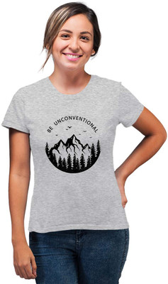 SmarTee Street Printed Women Round Neck Grey T-Shirt