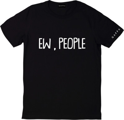 gaffa Typography Men Round Neck Black T-Shirt
