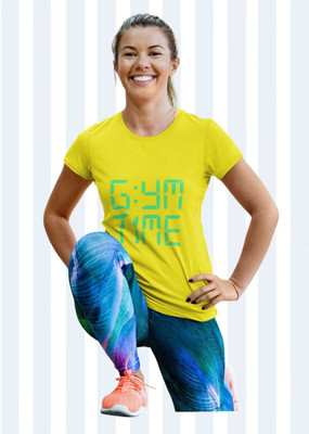 Clori Solid Women Round Neck Yellow T-Shirt