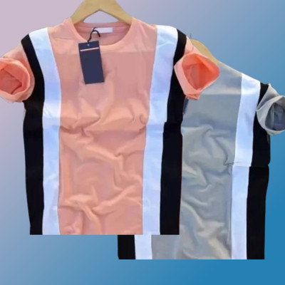 Gulika Sporty Men Round Neck Pink, Grey T-Shirt