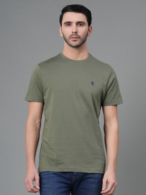 Red Tape Solid Men Round Neck Green T-Shirt