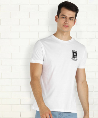 PROVOGUE Printed Men Round Neck White T-Shirt