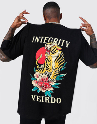 Veirdo Printed, Typography Men Round Neck Black T-Shirt