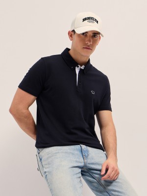 THE BEAR HOUSE Solid Men Polo Neck Dark Blue T-Shirt