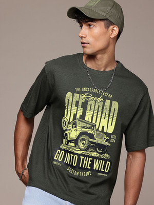 R.Code by The Roadster Life Co. Graphic Print Men Round Neck Light Green T-Shirt