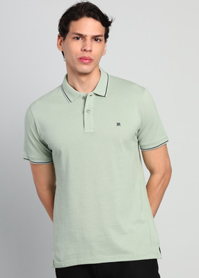 Raymond Solid Men Polo Neck Light Green T-Shirt