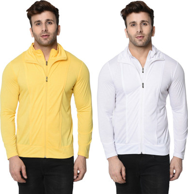 JB Jagoboy Solid Men High Neck White, Yellow T-Shirt
