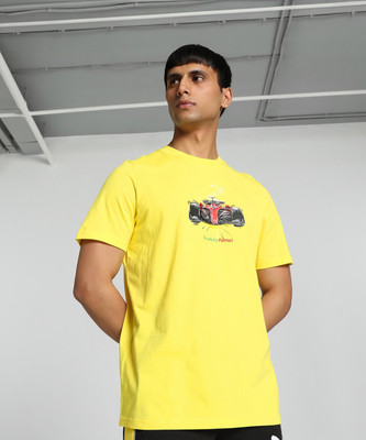 PUMA Printed Men Round Neck Yellow T-Shirt
