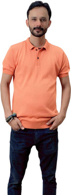 MARRINER Solid Men Polo Neck Orange T-Shirt