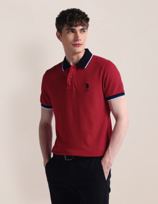 U.S. POLO ASSN. Solid Men Polo Neck Red T-Shirt