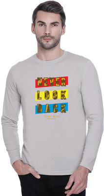LV CARE Printed Men Round Neck Grey T-Shirt