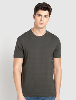 JOCKEY Striped Men Round Neck Dark Green T-Shirt