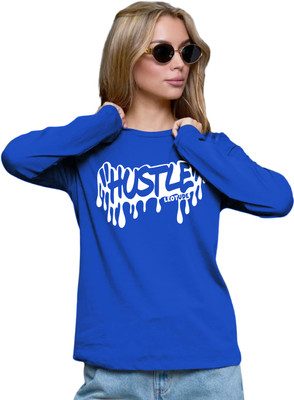 Leotude Printed Women Round Neck Blue T-Shirt