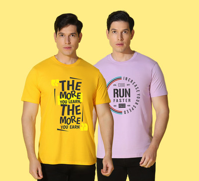 WOOSTRO Printed Men Round Neck Multicolor T-Shirt