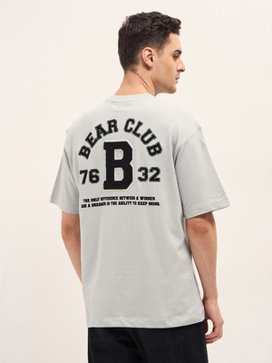 THE BEAR HOUSE Printed Men Crew Neck Grey T-Shirt