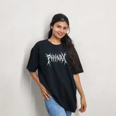 PHYNAX Printed Women Round Neck Black T-Shirt